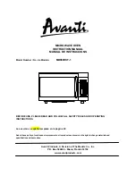 Предварительный просмотр 1 страницы Avanti MO902SST-1 Instruction Manual