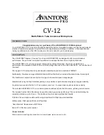 Предварительный просмотр 1 страницы Avantone Pro CV-12 User Manual