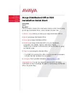 Preview for 1 page of Avaya i20 Installation & Quick Start Manual