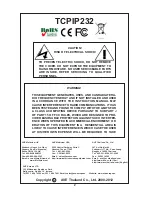 Предварительный просмотр 2 страницы AVE ATM Interface TCPIP232 Operation Manual