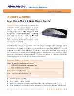 Предварительный просмотр 1 страницы Avermedia AVerLife Cinema Specification