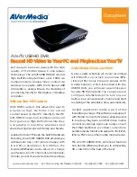 Preview for 1 page of Avermedia AVertV USB HD DVR Datasheet