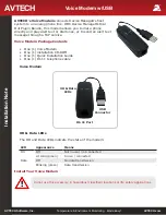 Предварительный просмотр 1 страницы Avtech Voice Modem w/USB Installation Note