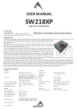 Axiom SW218XP User Manual предпросмотр