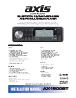 Preview for 1 page of Axis Car Audio AX1500BT Installation Manual