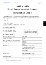 Preview for 3 page of Axis 225FD Installation Manual