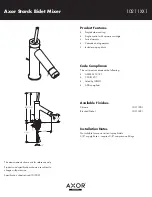 Предварительный просмотр 1 страницы Axor 10211XX1 Specification Sheet