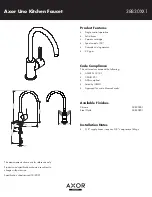 Предварительный просмотр 1 страницы Axor Axor Uno Kitchen Faucet 38830XX1 Specification Sheet