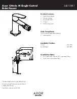 Axor Brushed Nickel 34210821 Specification Sheet предпросмотр