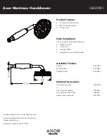 Axor Montreux Handshower 16320XX1 Specification Sheet предпросмотр