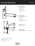 Axor Starck 10801001 Specification Sheet предпросмотр