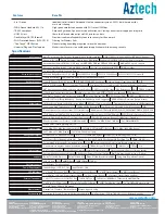 Предварительный просмотр 2 страницы Aztech DSL5001EN Specfications