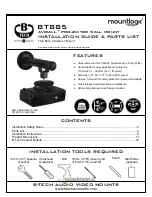 Preview for 1 page of B-Tech AVIBALL BT885 Installation Manual & Parts List