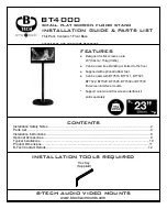 Preview for 1 page of B-Tech BT4000 Installation Manual & Parts List