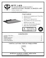 Предварительный просмотр 1 страницы B-Tech BT7165 Installation Manual & Parts List