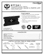 Preview for 1 page of B-Tech mountlogic BT7521 Installation Manual & Parts List