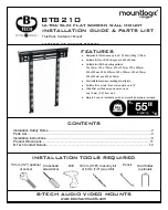 Предварительный просмотр 1 страницы B-Tech Mountlogic BT8210 Installation Manual & Parts List