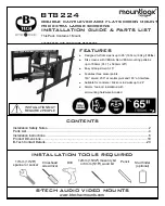 B-Tech Mountlogic BT8224 Installation Manual & Parts List предпросмотр