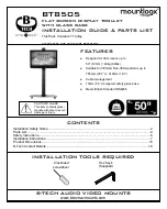 Предварительный просмотр 1 страницы B-Tech Mountlogic BT8505/B Installation Manual & Parts List