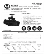 Preview for 1 page of B-Tech Mountlogic BT881/B Installation Manual & Parts List