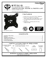 B-Tech mountlogic range BT7510 Installation Manual & Parts List preview