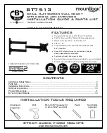 B-Tech mountlogic range BT7513 Installation Manual & Parts List предпросмотр