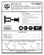 Preview for 1 page of B-Tech Mountlohic BT7515 Installation Manual & Parts List