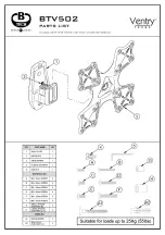 Предварительный просмотр 4 страницы B-Tech Ventry BTV502 Installation Manual & Parts List