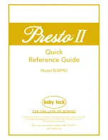 Baby Lock Presto II Quick Reference Manual preview