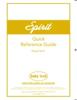 Предварительный просмотр 1 страницы Baby Lock Spirit BLPY Quick Reference Manual