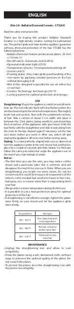 Предварительный просмотр 2 страницы BaByliss SLIM ST326E User Manual