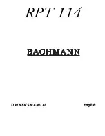 Preview for 2 page of Bachmann RPT114 Owner'S Manual