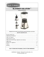 Back to Basics BLENDER SOLUTION Instruction Manual preview