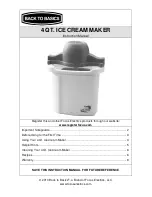 Preview for 1 page of Back to Basics Ice Cream Maker Instruction Manual
