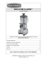 Предварительный просмотр 1 страницы Back to Basics SMOOTHIE CLASSIC Instruction Manual