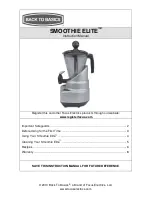 Back to Basics SMOOTHIE ELITE Instruction Manual предпросмотр