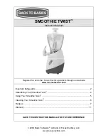 Preview for 1 page of Back to Basics SMOOTHIE TWIST SJR400T Instruction Manual