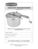 Предварительный просмотр 1 страницы Back to Basics STOVE-TOP POPCORN POPPER Instruction Manual