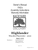 Preview for 1 page of Backyard Discovery Highlander 6010 Owner'S Manual