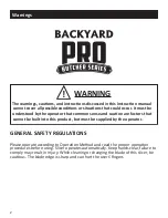 Preview for 2 page of Backyard Pro Butcher Series Instruction Manual