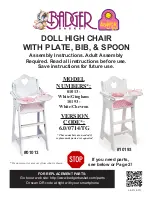 Preview for 1 page of Badger Basket DOLL HIGH CHAIRWITH PLATE, BIB, & SPOON Assembly Instructions