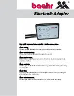 Preview for 1 page of Baehr Bluetooth Adapter User Manual