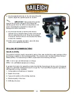 Preview for 25 page of Baileigh DP-1512B-HD Operator'S Manual