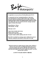 Preview for 3 page of Baja motorsports BA150-2 Owner'S Manual