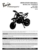 Baja motorsports DR70 Operator'S Manual preview