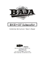 Preview for 1 page of Baja Baja BX10 Installation Instructions & Owner'S Manual