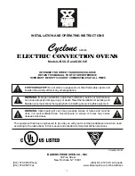 Предварительный просмотр 1 страницы Bakers Pride Cyclone BCO-E1 Install And Operation Instructions