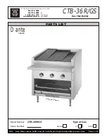 Bakers Pride Dante CTB-36GS Parts List preview