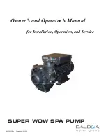 Balboa Water Group SUPER WOW SPA PUMP Owner'S And Operator'S Manual preview