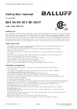 Preview for 2 page of Balluff BAE SA-XE-053-XR-SA39 User Manual